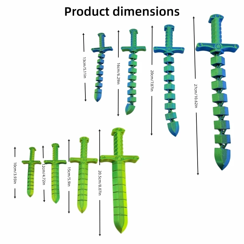 4-piece set of cool gradient sword and whip, opens in one second, extends and retracts freely, suitable for personal use or as a
