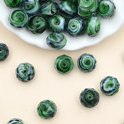 9x12mm Green Stripe Murano Beads Faceted Crystal Glass Lampwork Beads For Jewelry Making Diy Charm Bracelet Necklace Accessories