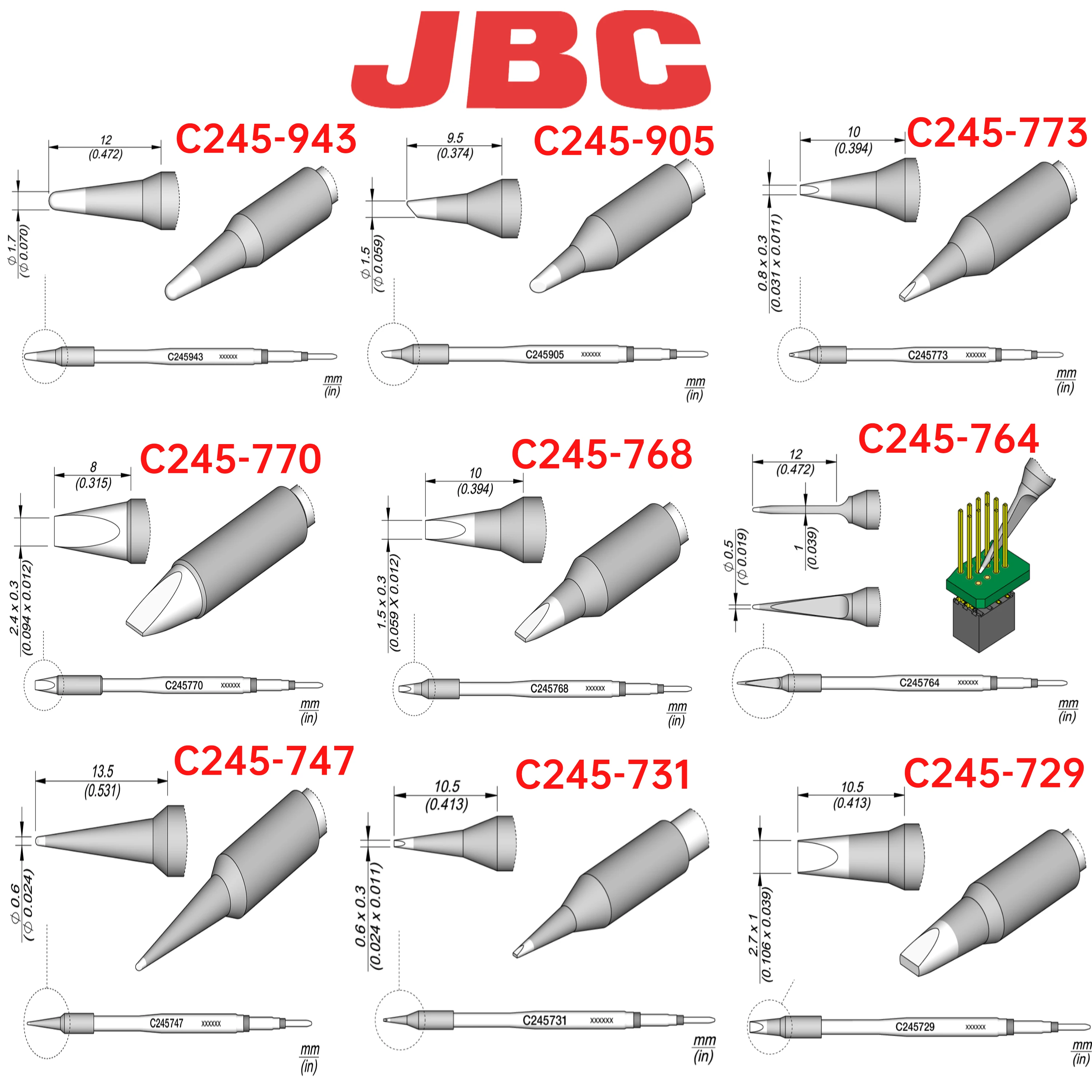 JBC C245 Soldering Iron Tip For JBC T245-A Handle Soldering Station 3S Heating Lead-free Phone Repair Soldering Tin Tools