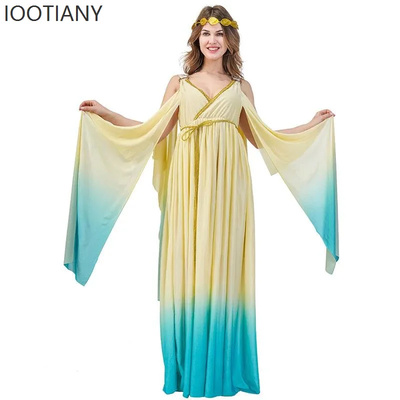 

Greek Goddess Dress Costume Women Sexy Long Skirt Cleopatra Cosplay Costume Halloween Carnival Stage Performance Costume New