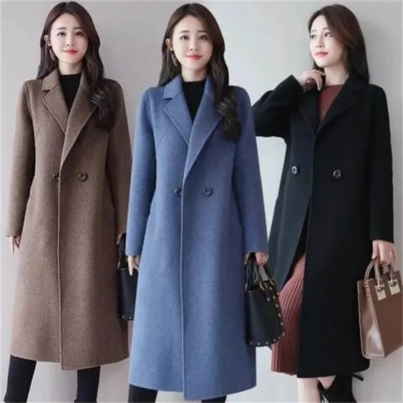 

Thickened Woolen Coat Women Autumn and Winter Suit Collar Jacket Long 2024 New Korean Version Of Long Sleeve Loose Woolen Cloth