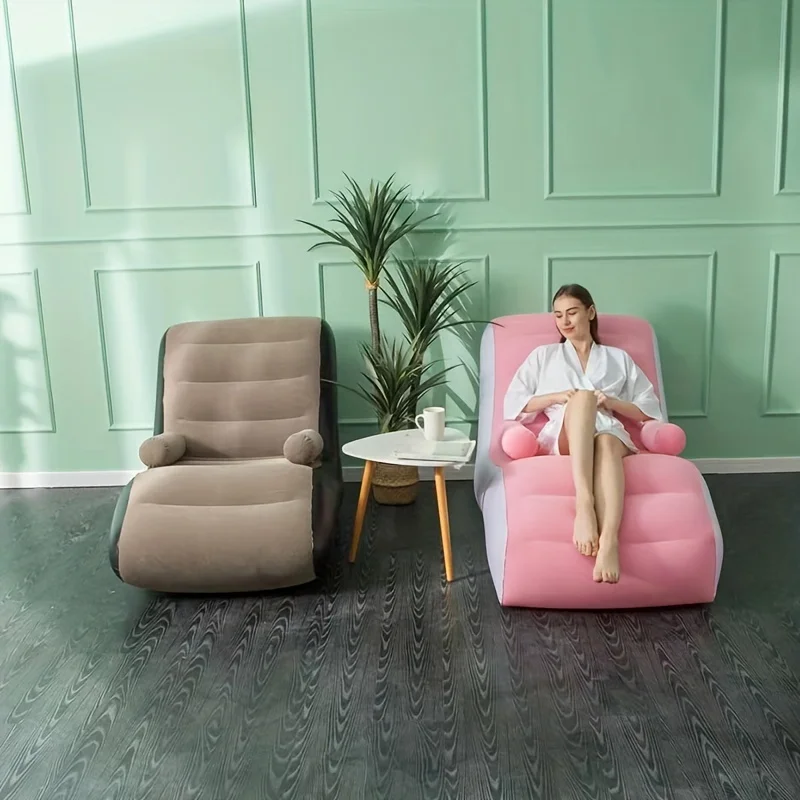 

Надувной флокированный диван-шезлонг S-образной формы, 1 шт., портативный, утолщенный, для отдыха на улице, балкона, в спальне, гостиной