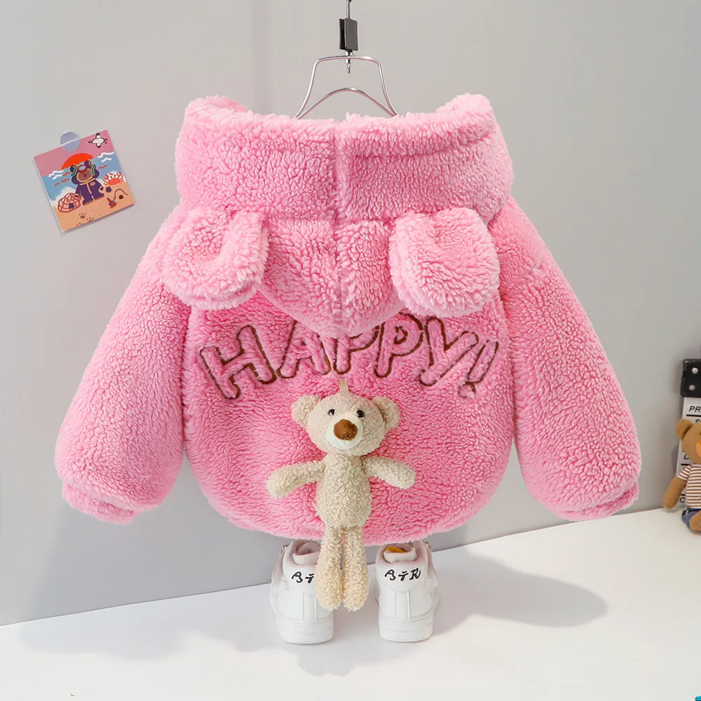 Baby Boys Girls Winter Warm Coat Infant Toddler Hooded Fleece Down Jacket Parkas Children Cartoon Zipper Outerwear 0-4Years