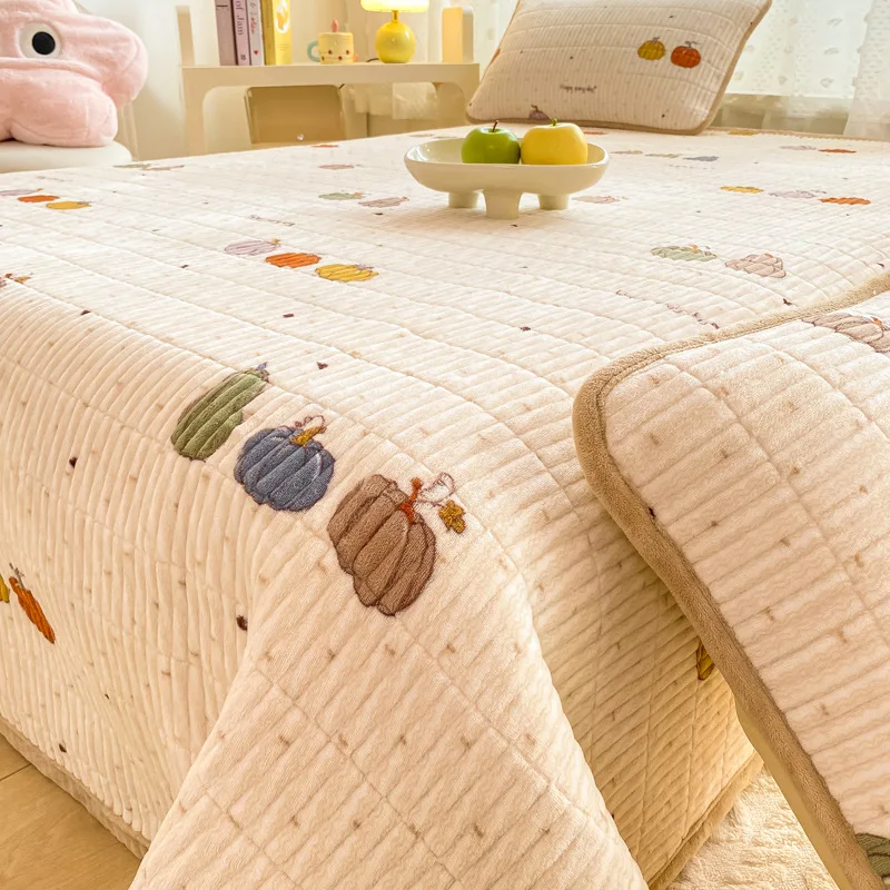 Winter-Bettlaken-Set aus gestepptem Samt mit 2 Kissenbezügen, Doppelbett, Queen-Size-Bettlaken, Bettdecke, waschbare Tagesdecken, Bettwäsche-Set
