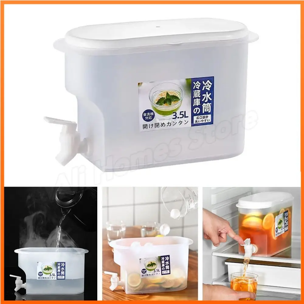 3.5L Refrigerator Water Bottle Kettle Fruit Tea Bucket with Faucet Ice Cold Container Kitchen Large Capacity Cold Water Pitcher