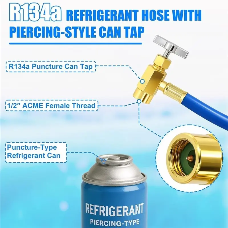AT28-For Home Refrigerators Freon Recharge Kit, AC Recharge Kit With BPV31 Piercing Valve For AC Refrigerant System