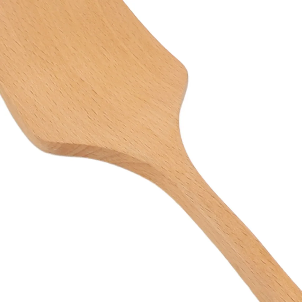 2Pcs Solid Wood Cooking Spatula Burr‑free Long‑handle Kitchen Tool Moderate Thin Flat Polished Non‑scratch Cookware