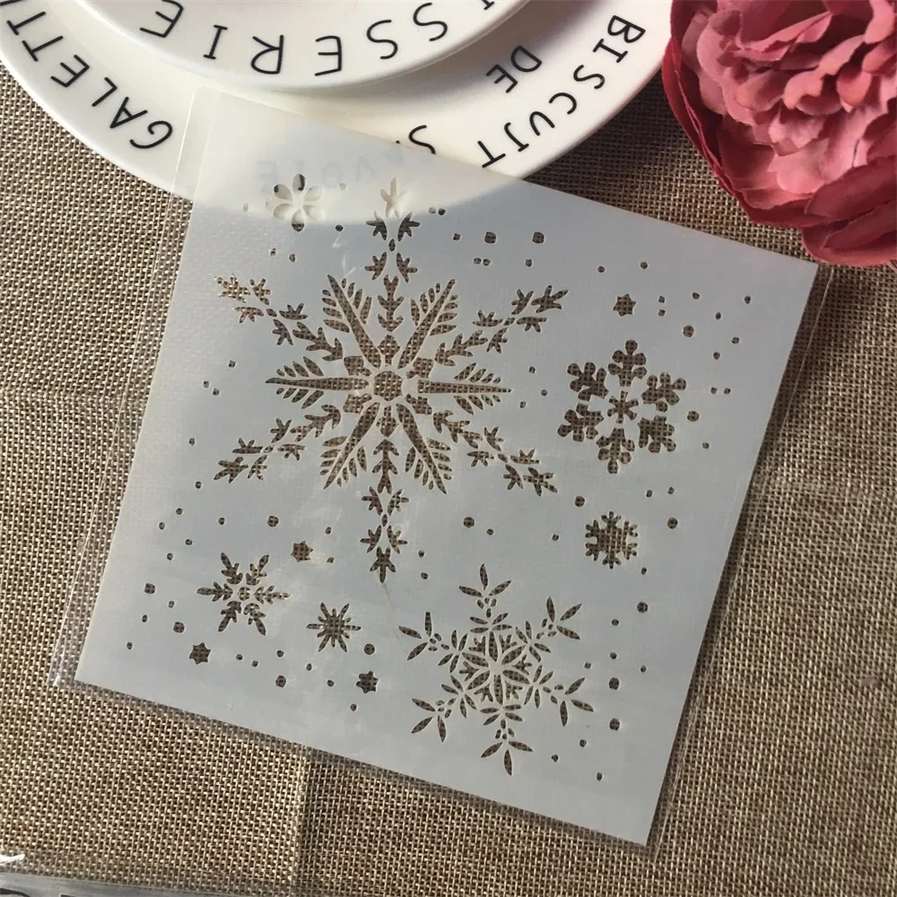 Plantillas de capas de copo de nieve DIY, pintura de pared, álbum de recortes para colorear, álbum de relieve, plantilla de tarjeta de papel