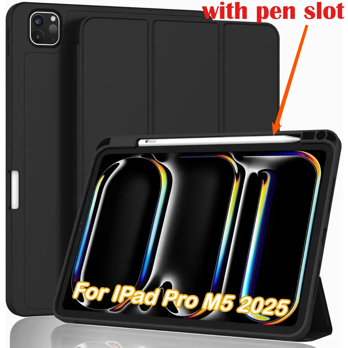 

2025 New PU Leather Smart Case for IPad Pro M5 M4 11 13 Inch 12.9 A16 11th 10th Air 7 6 M3 M2 with S Pen Holder Shockproof Cover