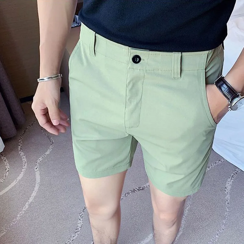 Trendy Men Summer Shorts Slim Fit Cotton Casual Workwear Shorts Korean Style Thin Breathable Fashion Shorts