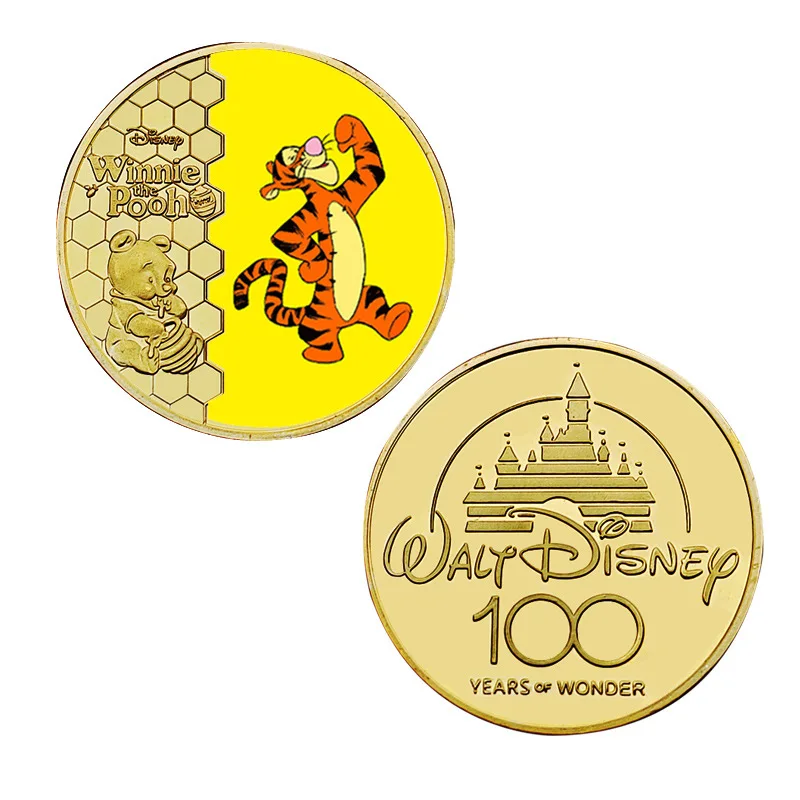 Disney Winnie The Pooh Commemorative Coin Action Anime Figures Eeyore Commemorative Coin Cartoon Toys Memorabilia Children Gifts