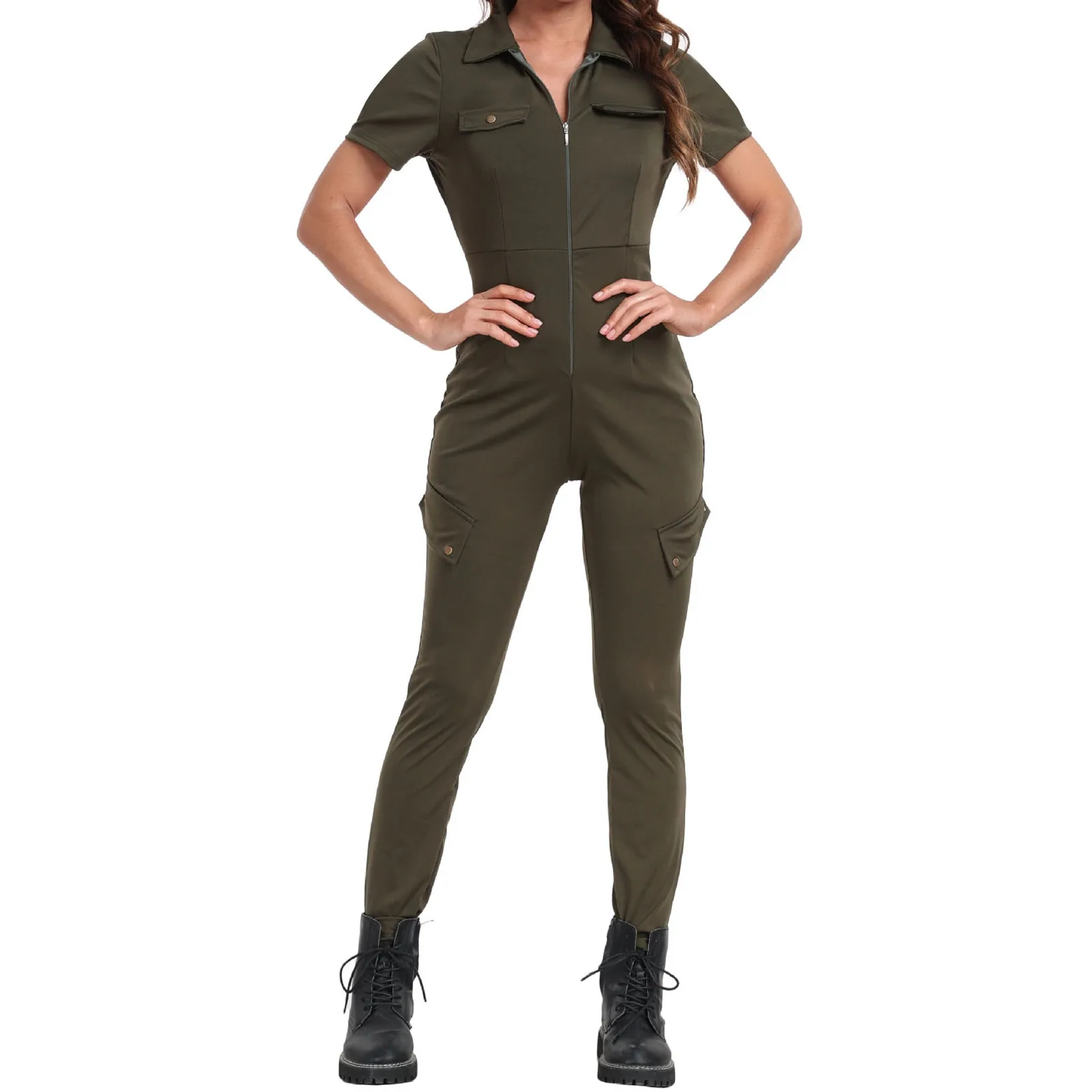 Sexy Lady American Airforce Military Pilot Costume Carnival Top Gun Maverick Flight Uniform Cosplay Halloween Party Flight Suit