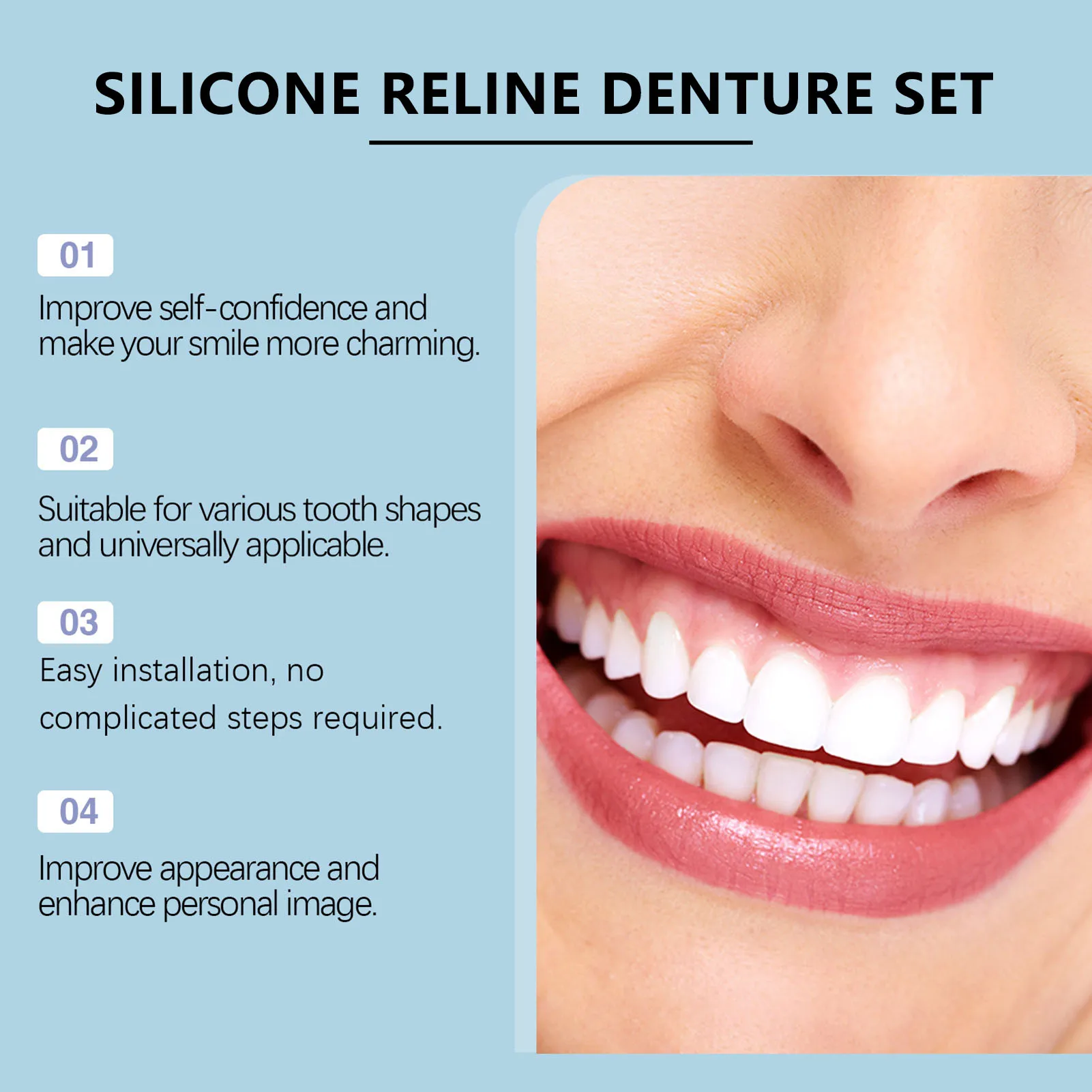 Silicone Reline Kit For Dentures Comfort Fit Dentures Teeth Set for Cosmetic Teeth Protect Your Teeth