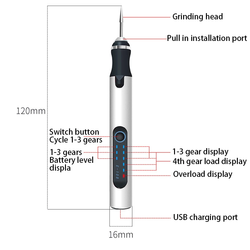 Electric Engraving Pen Rechargeable Engraver Drill Machine For Jewelry Glass Woodworking Mini Grinder Cordless Rotary Tool▪