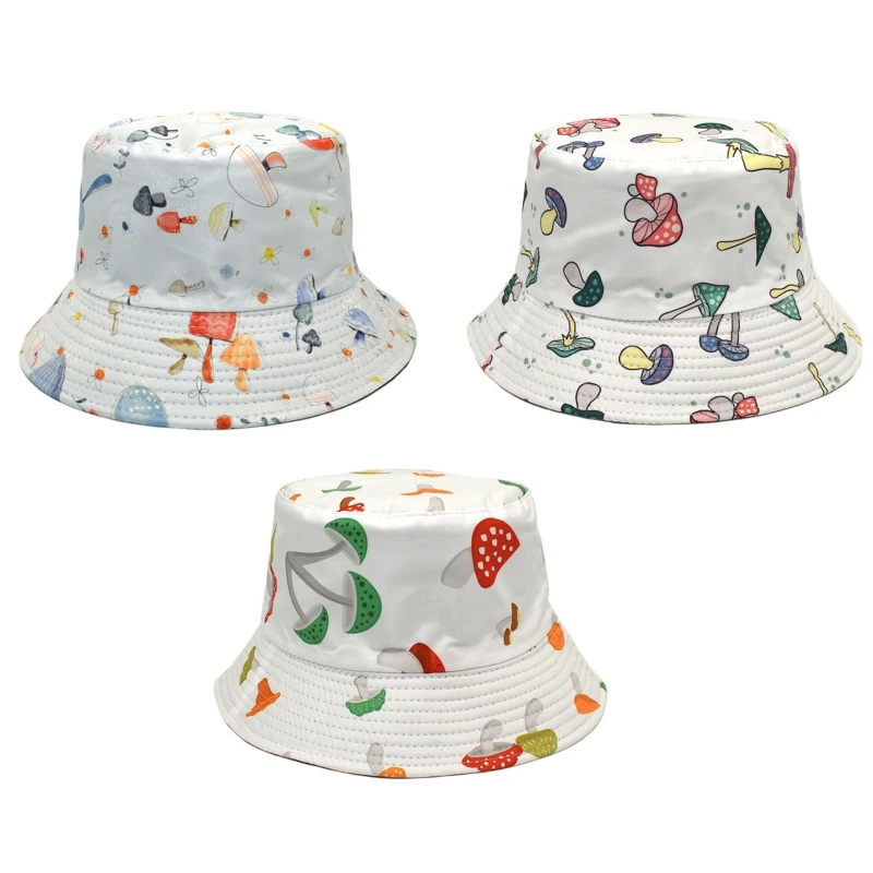 

Niche Mushroom Print Fisherman Hat Bucket Hat Wide Brim Basin Hat Foldable for Outdoor Travel Casual Holiday