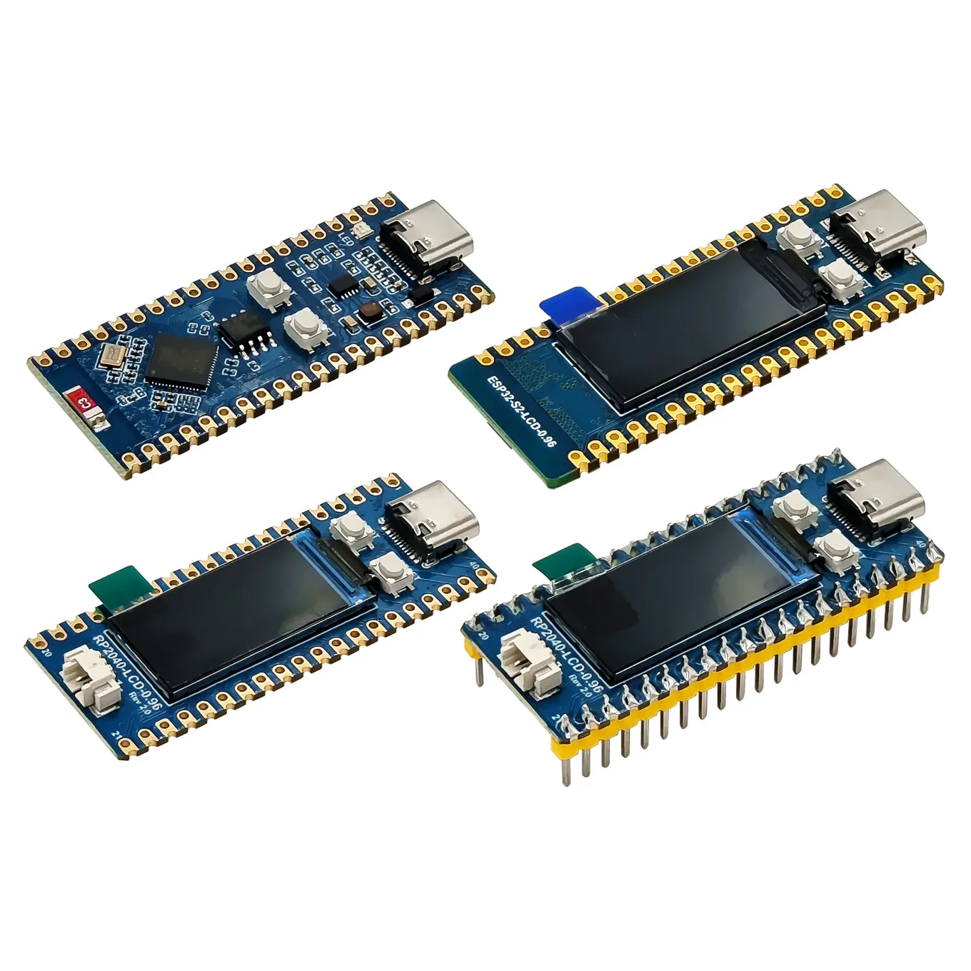 ESP32-S2/RP2040 controls 0.96-inch LCD display screen, expands WiFi development board, supports Pico