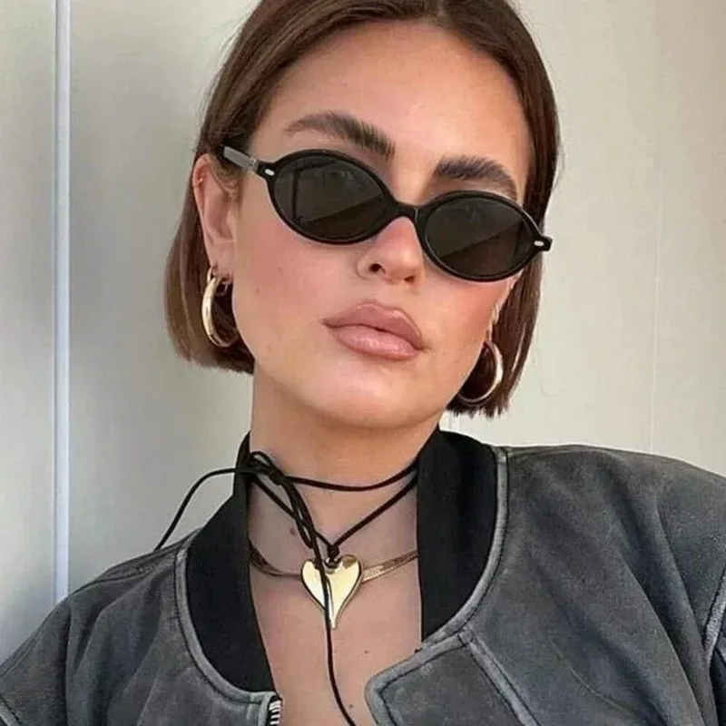 Retro Small Oval Sunglasses Women Men Rivets Shades Fashion Eyewear Luxury Sun Glasses UV400 Gafas De Sol view 3