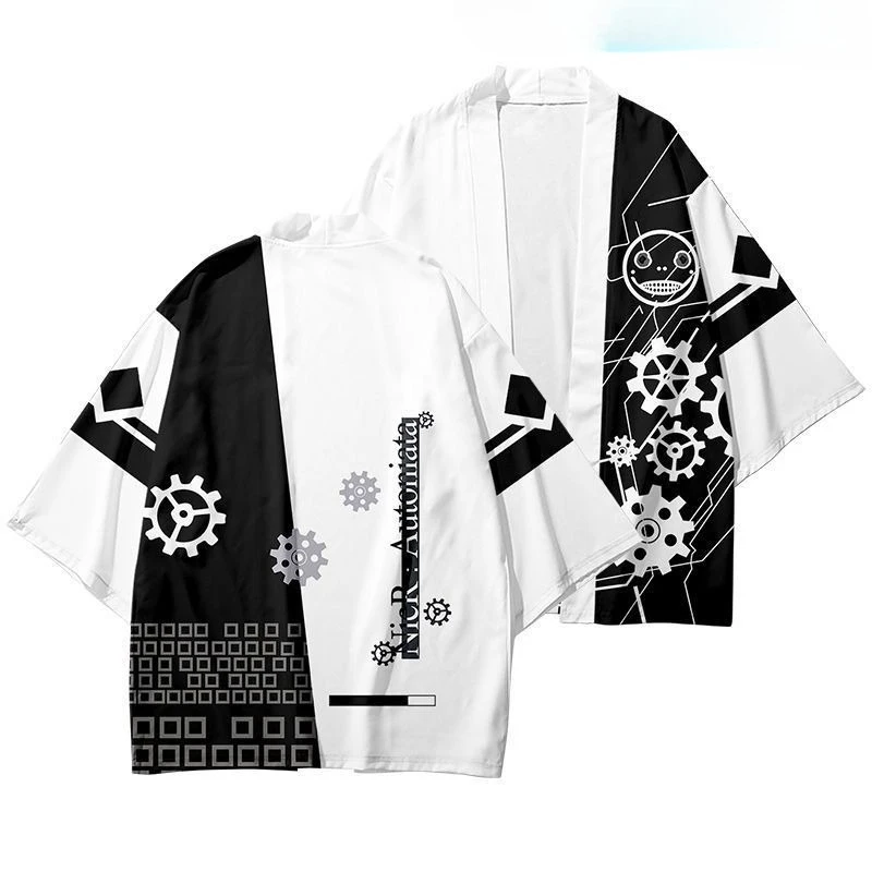 NieR: Automata Haori Clothing Merchandise قميص كيمونو للجنسين طالب أنيمي قصيرة الأكمام تي شيرت الربيع الصيف #4