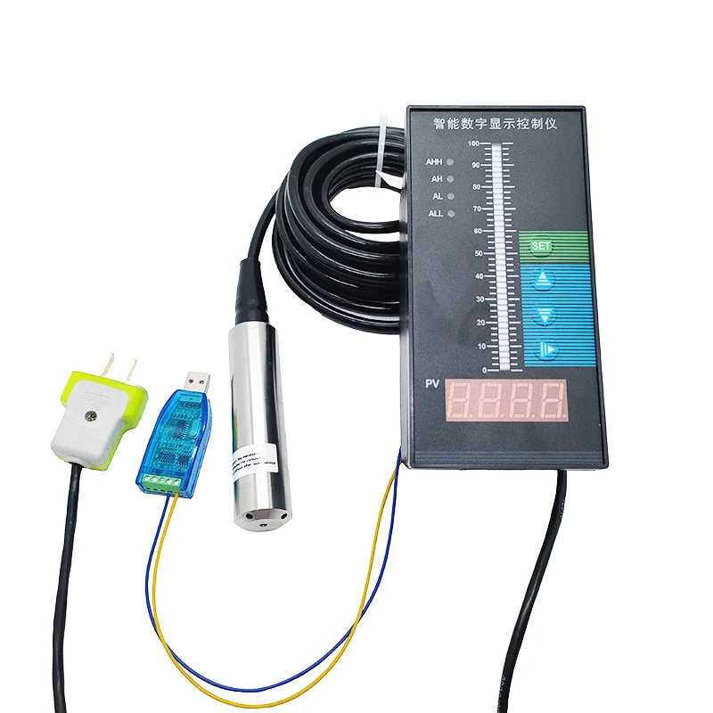 

RS485 Liquid Level Pressure Transmitter Submersible Water Depth Water Pressure Level Sensor With The Screen For The Tank
