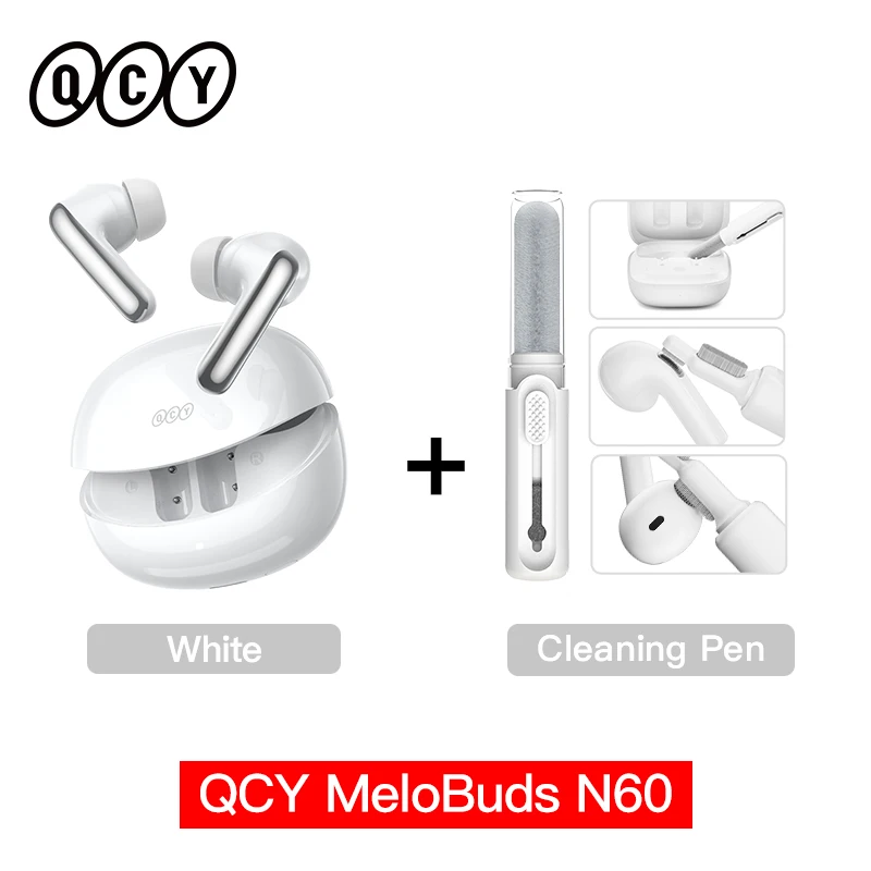 QCY MeloBuds N60 HT19 Draadloze Bluetooth 6.0-oortelefoon 56dB Hybrid ANC LDAC Hi-Res Audio met coaxiale oordopjes met dubbele driver 45 uur