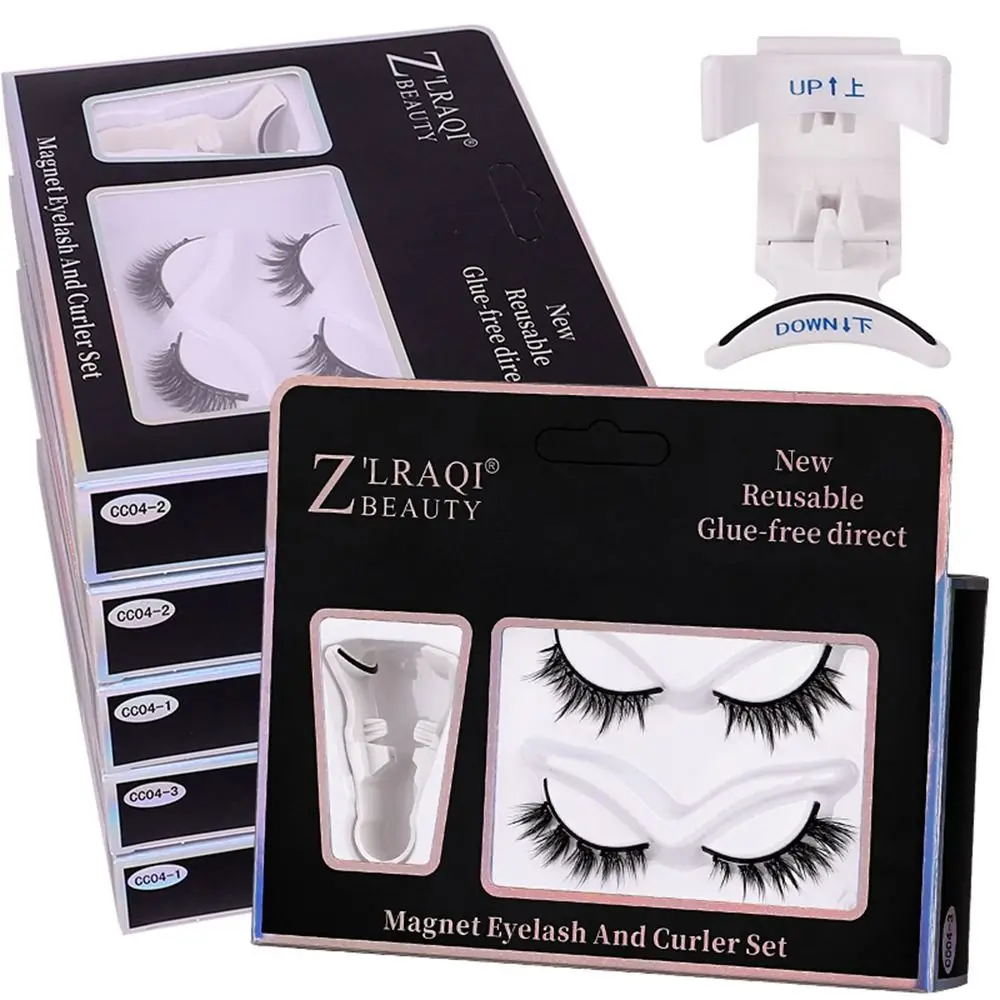 

2 Pairs Portable Handmade Magnetic Fake Lashes Natural Thick Glue-free 3D Mink Eyelashes Reuse Waterproof Makeup Tools Women