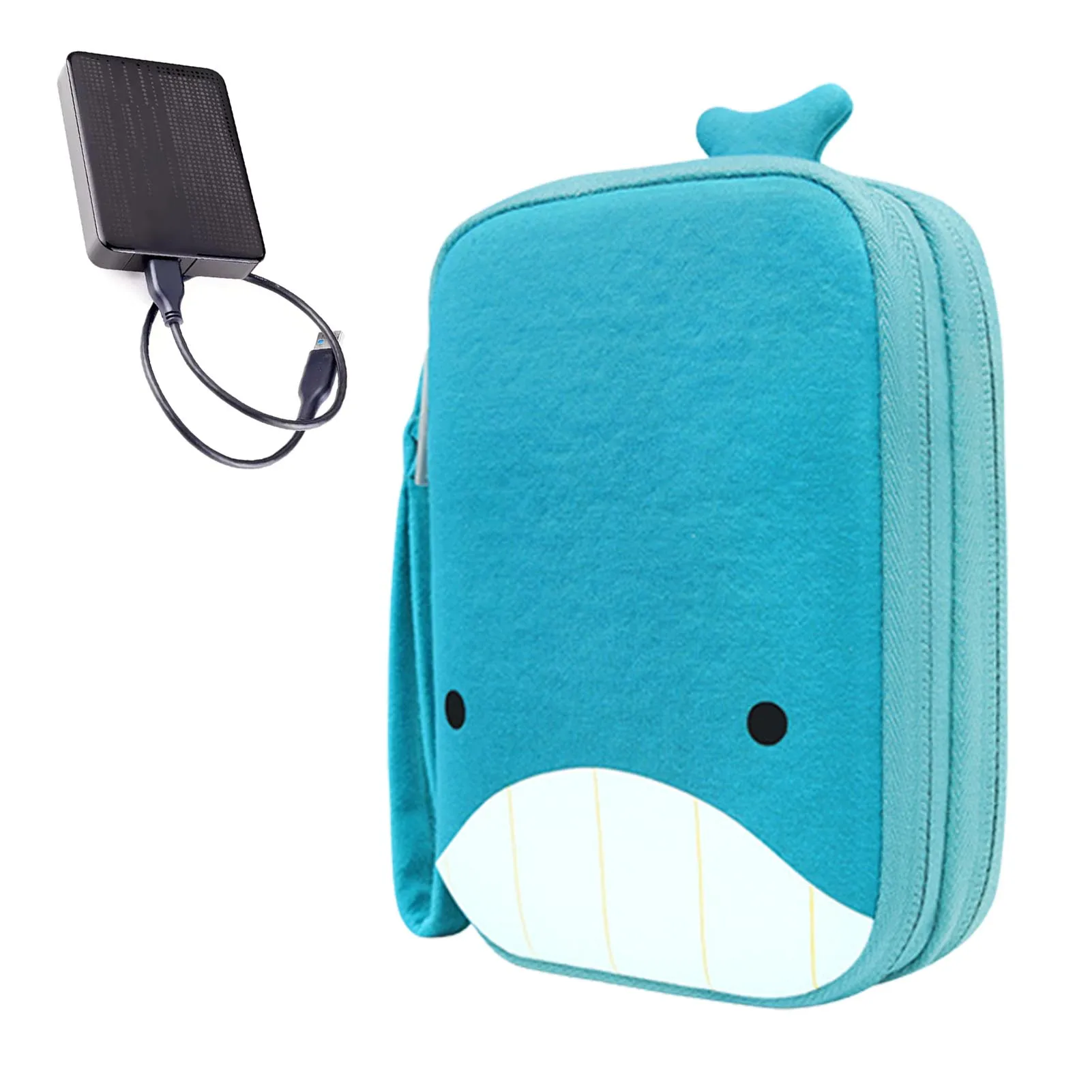 Cute Cartoon Hard Disk Storage Bag Mobile Power Bank Protective Case Battery Carrying Case External Usb Cable