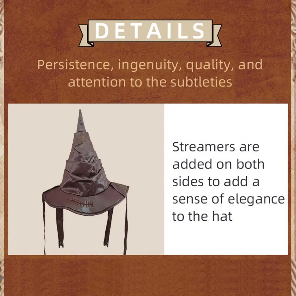 Unique Halloween Costume Detail Retro-style Witch Hat Retro-style Halloween Hat for Adults Pointy Witch Hat with for Halloween