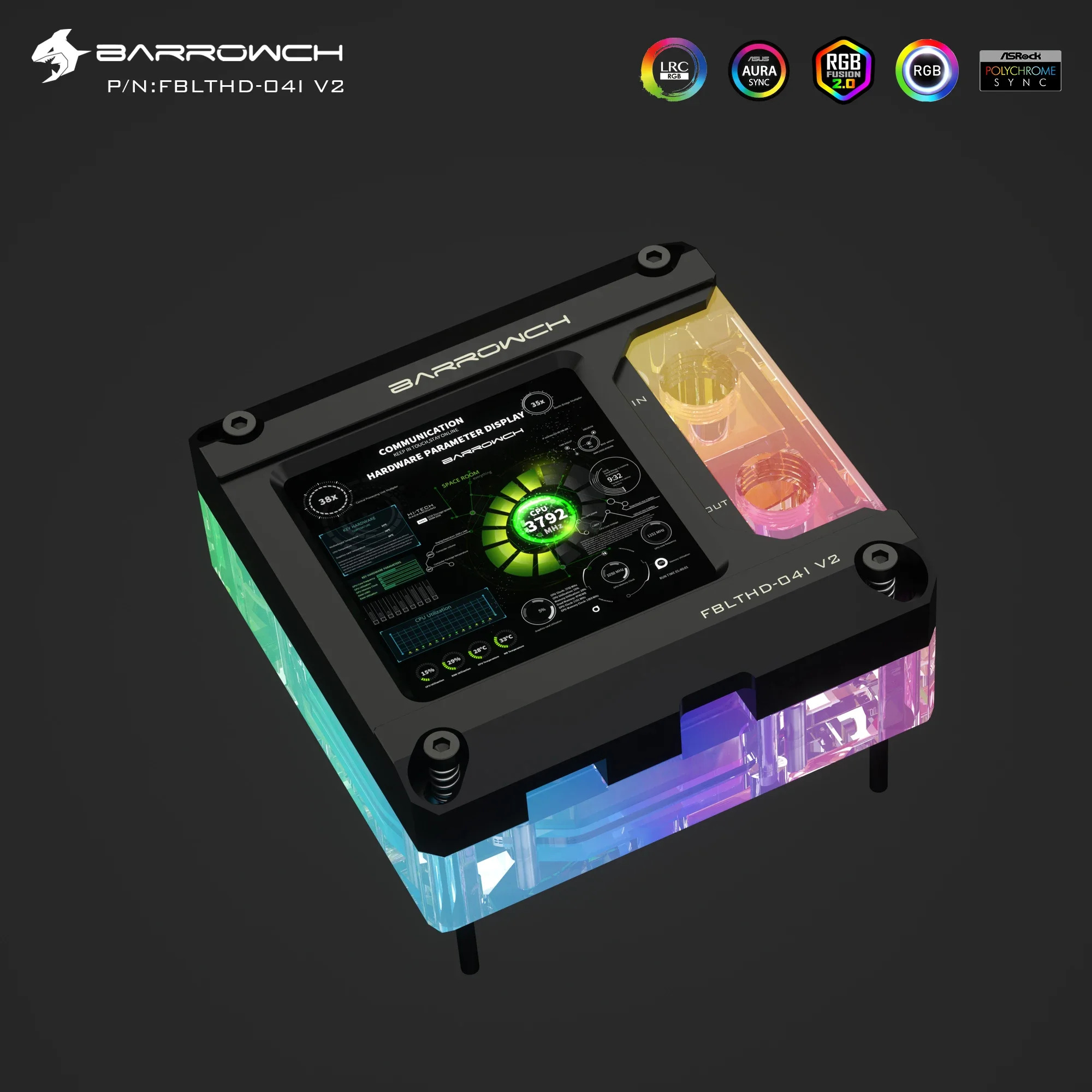 Imagem -05 - Barrowch Cpu Water Block Temperature Monitor Screen Display Hdmi para Intel Lga115x 1200 1700 X99 X299 5v 3pin 2.9