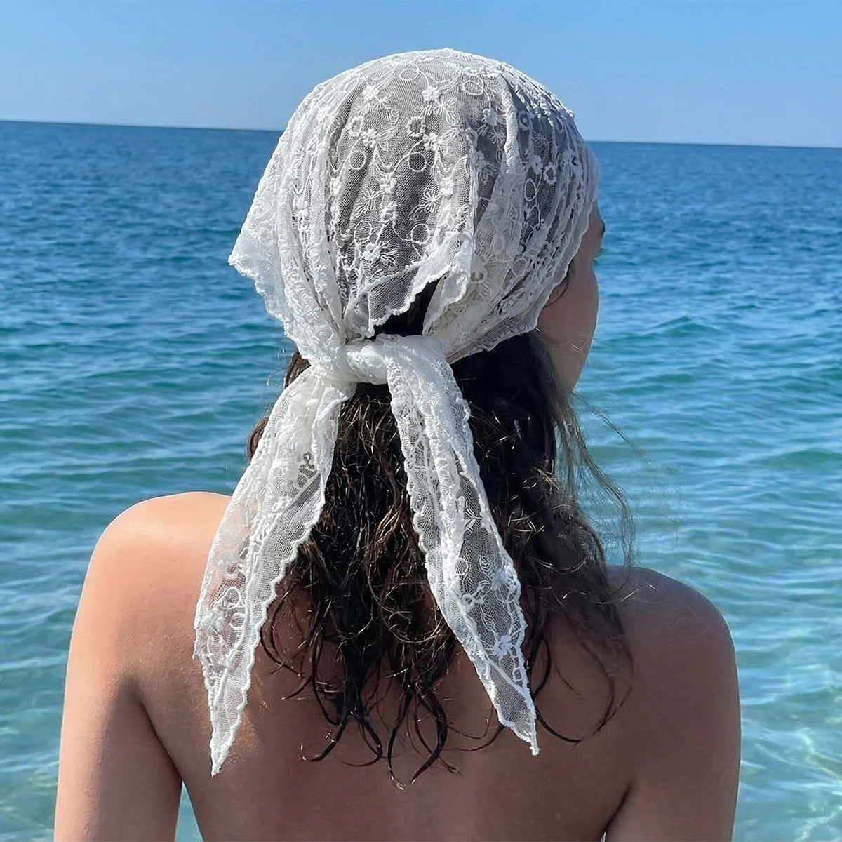 Pañuelo Encaje Borlas Boda Verano