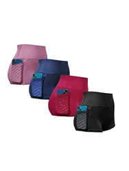 Women's High Waist Elastic Yoga Shorts With Side Pocket Hip Lifting Running Fitness Sports Shorts Gym Activewear