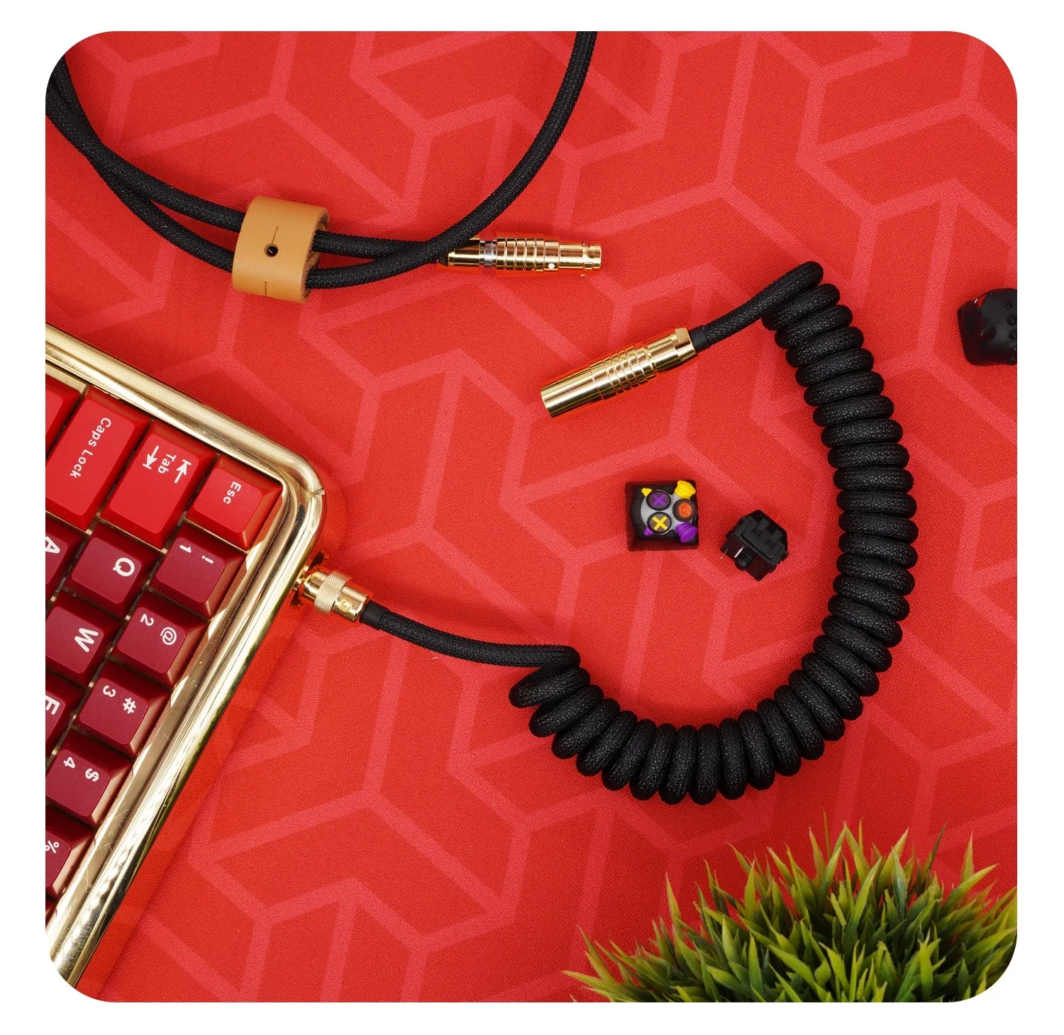 Linha de dados de teclado personalizado manual GeekCable Inserção de ar traseira hardware dourado tecido preto