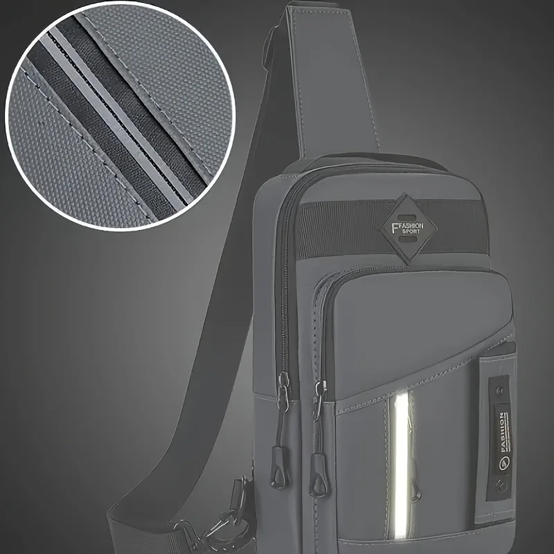 Multifunktionale Outdoor-Herren-Brusttasche, stilvolle Nylon-Umhängetasche, lässig, Sport, mehrere Fächer, Umhängetasche – Detail 7