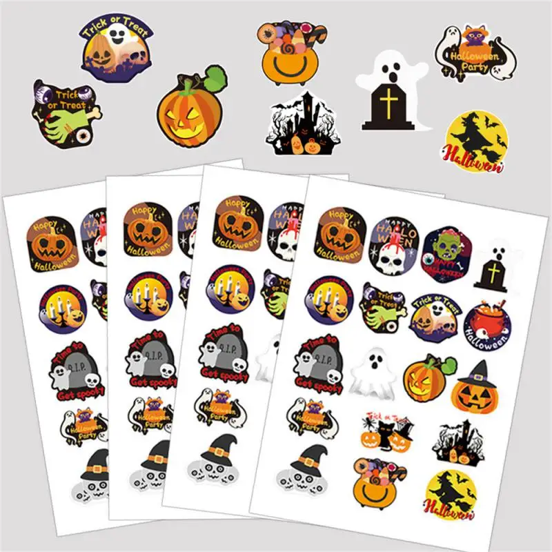 

Children Halloween Cartoon Face Stickers Pumpkins Funny Temporary Tattoos Flower Arm Body Waterproof Sticker Kids Toy Gift