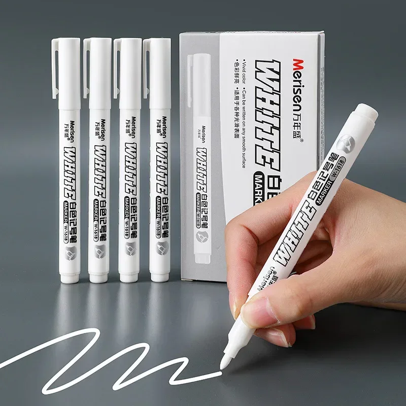 

White Thin Headed Single Headed Marker Pen, Waterproof and Non Erasable, Art Painting Graffiti Marker Pen Wholesale