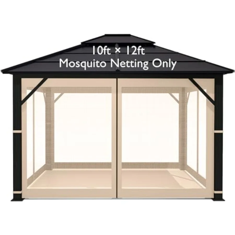 

10' x 12' Gazebo Replacement Mosquito Netting, Gazebo Universal Netting Outdoor, 4-Panel Screen Walls Privacy Curtain for Outdo