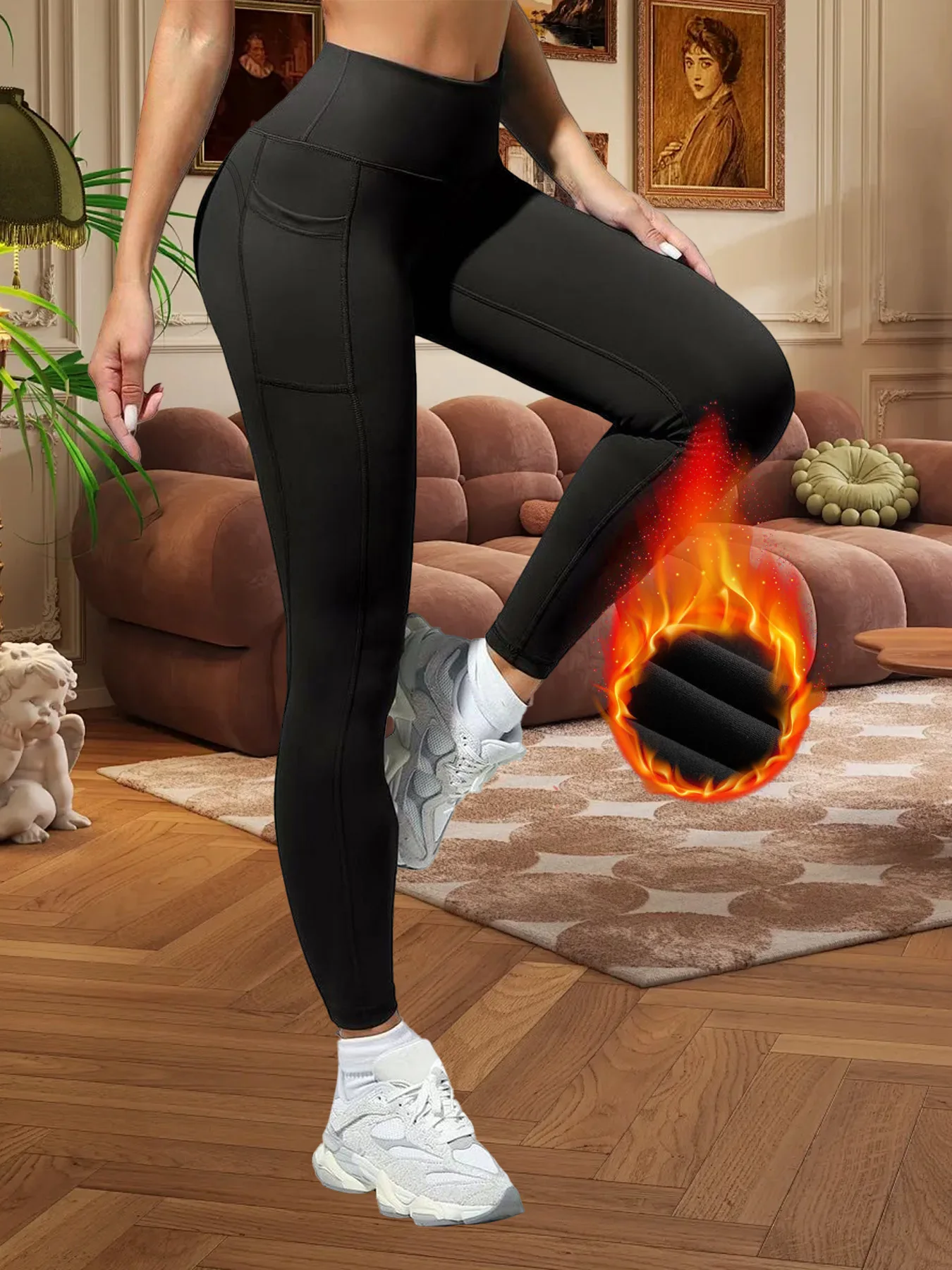 Schlankheits-Leggings mit hoher Taille für Damen, Fitness, Laufen, Yoga, reine Farbe, sexy Bauchkontrolle, Sportbekleidung für Damen
