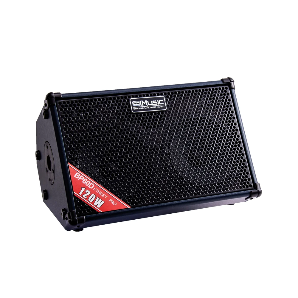 yyhc COOLMUSIC BP60D 120W Wood Power Guitar Amplifier for Busker Outdoor Speaker with Microphone Input Reverb Effects