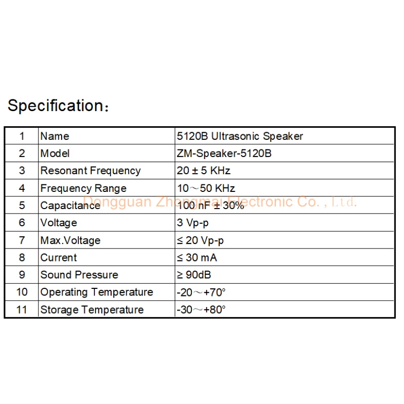 5120B 51mm 20KHz Ultrasonic Speaker with Keep Hole