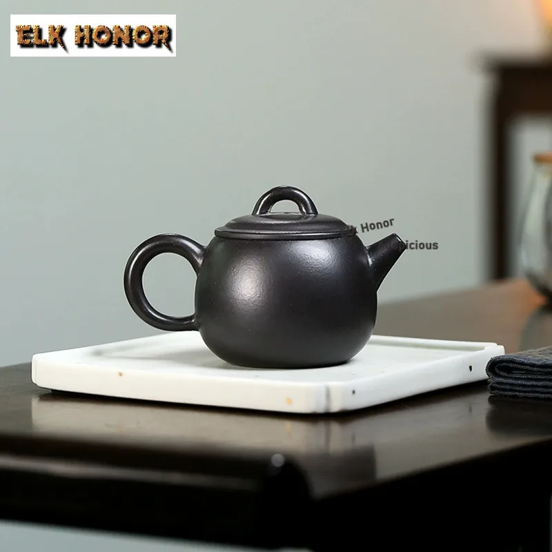 

Роскошные фиолетовые глиняные чайники Исин ручной работы, большой калибр, горшок из необработанной руды, грязевой чайник для заваривания чая, китайский чайный сервиз Zisha, подарок для кафе