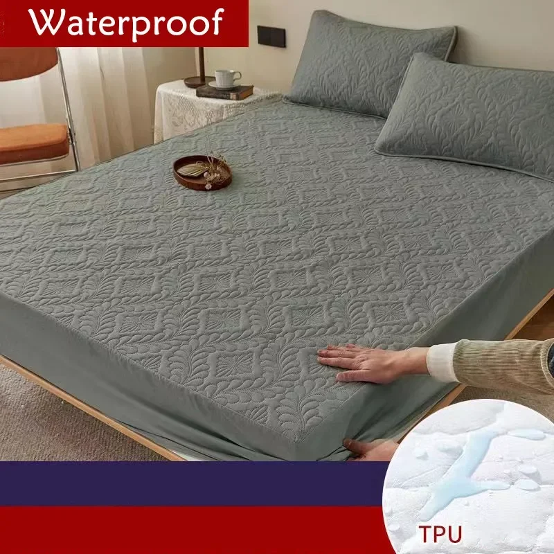 New Quilted King Mattress Protector Fitted Sheet Waterproof Bed Cover King Size Sheet Breathable Soft Mattress Cover 1Pc Decor