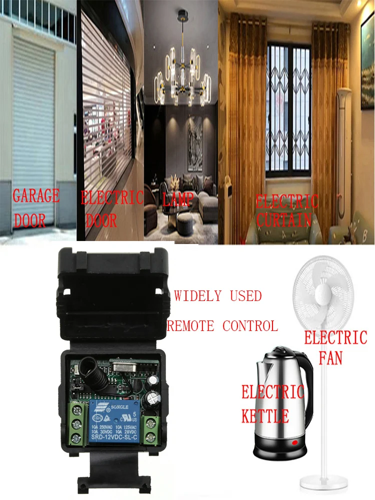 DC 12V 24V 10A 433 MHz 1CH 1 CH Wireless Relay RF Remote Control Switch Receiver+1 2 3 4 Transmitter Garage Door shutters lamp