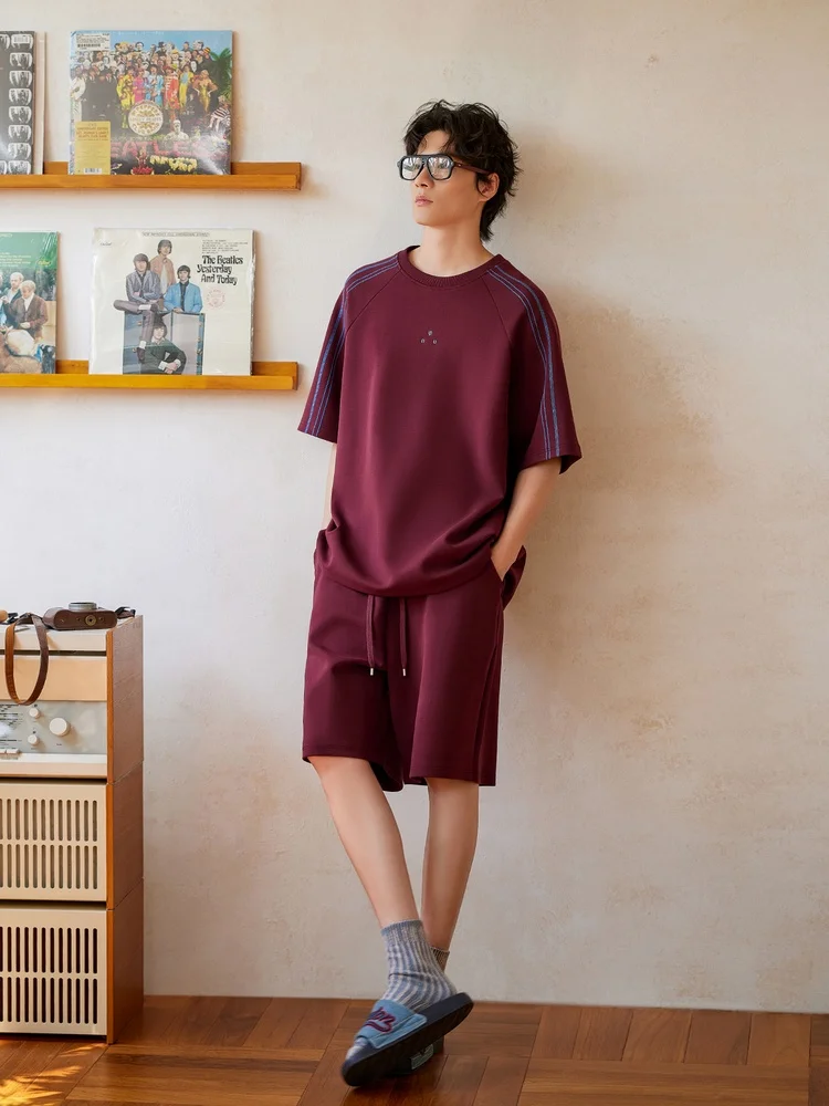 men's-summer-cotton-pajamas-short-sleeve-round-neck-home-clothes-sporty-casual-wearable-outdoors-comfortable-breathable