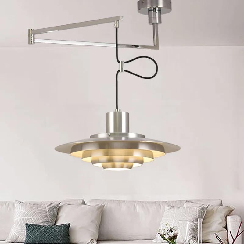 Danish Lamp White Silver Metal E27 Minimalism LED Chandelier Art Design Kitchen Bedroom Home Decoration Adjustable Pendant Light