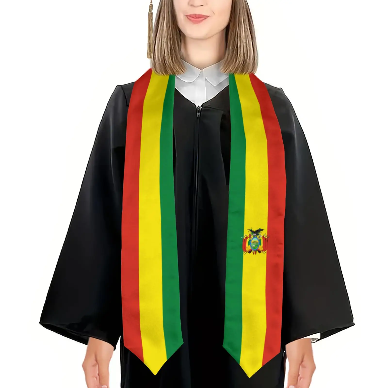 2025 Bolivia Flag Graduation Stole Shawl Sash Honor For Study Aboard International Students