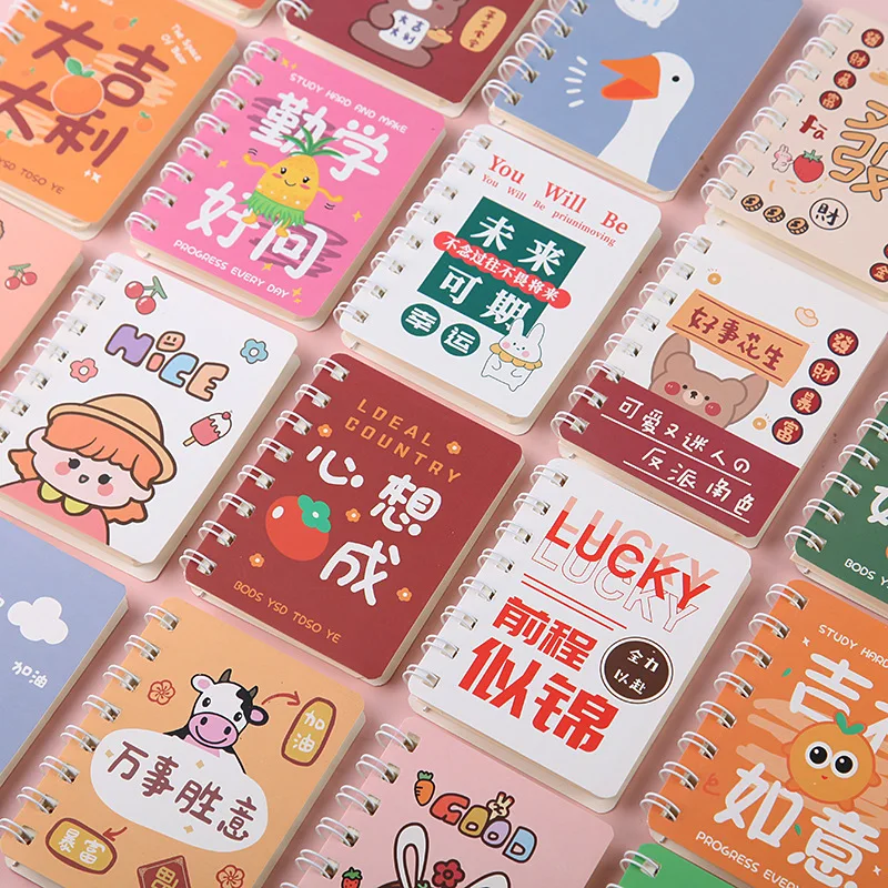 

Cartoon Lovely Coil Book Mini Notebook Travel Diary A7kawaii Notepad Sticky Notes Student Supplies Stationery Planner Agenda