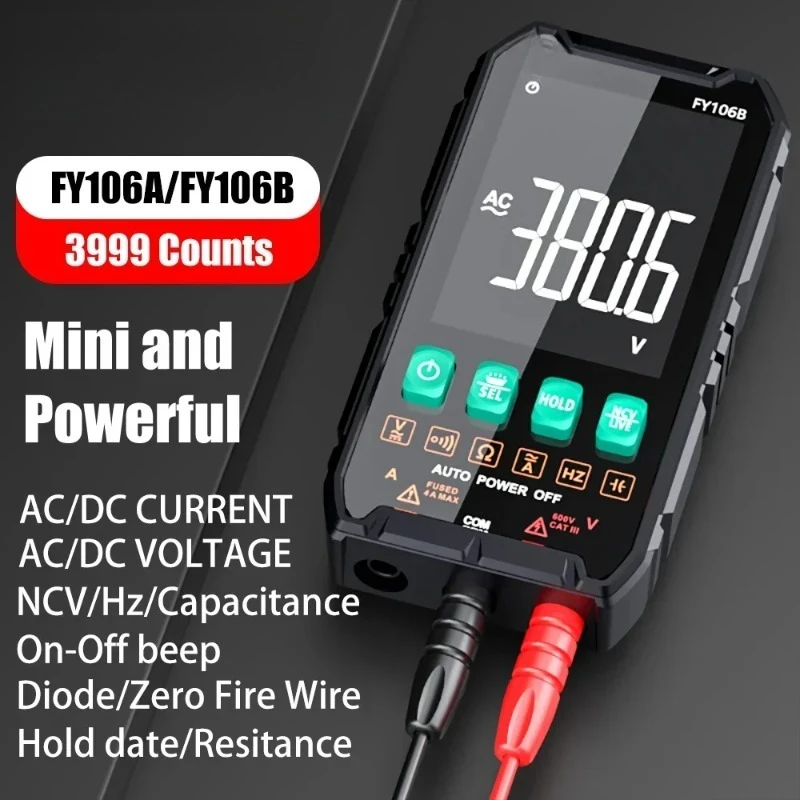 Mini Digital Multimeter Smart Electrician Tester for DC/AC Voltage Capacitance Ohm Hz NCV Professional Multitester