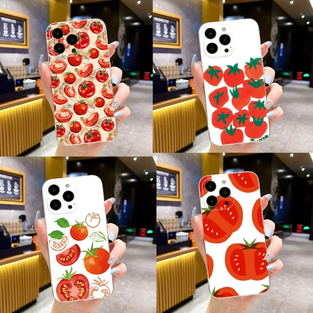 Vegetables Fruits Tomatoes Phone Case For iPhone 15,14,13,12,11 Plus,Pro,Max,XR,XS,X,7,8 Plus,SE,Mini Transparent Soft Cover