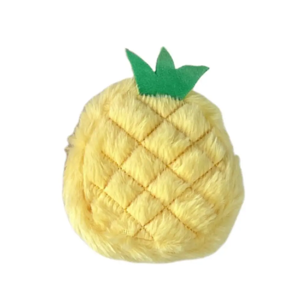 Mini porte-monnaie en peluche en forme de fruit doux pour femme, sac mignon de dessin animé, porte-clés, pendentif, ananas Harvey, sac de rangement