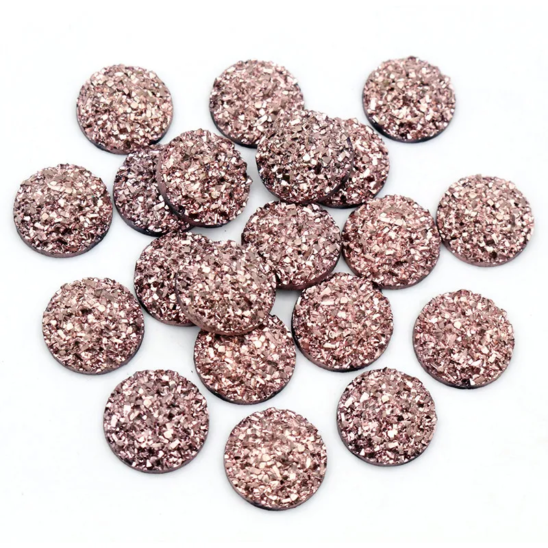 Fashion 40pcs 8mm 12mm 12mm Rose Gold Color Plated Flat back Resin Cabochon For Bracelet Earrings accessories