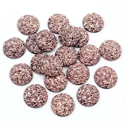 Fashion 40pcs 8mm 12mm 12mm Rose Gold Color Plated Flat back Resin Cabochon For Bracelet Earrings accessories